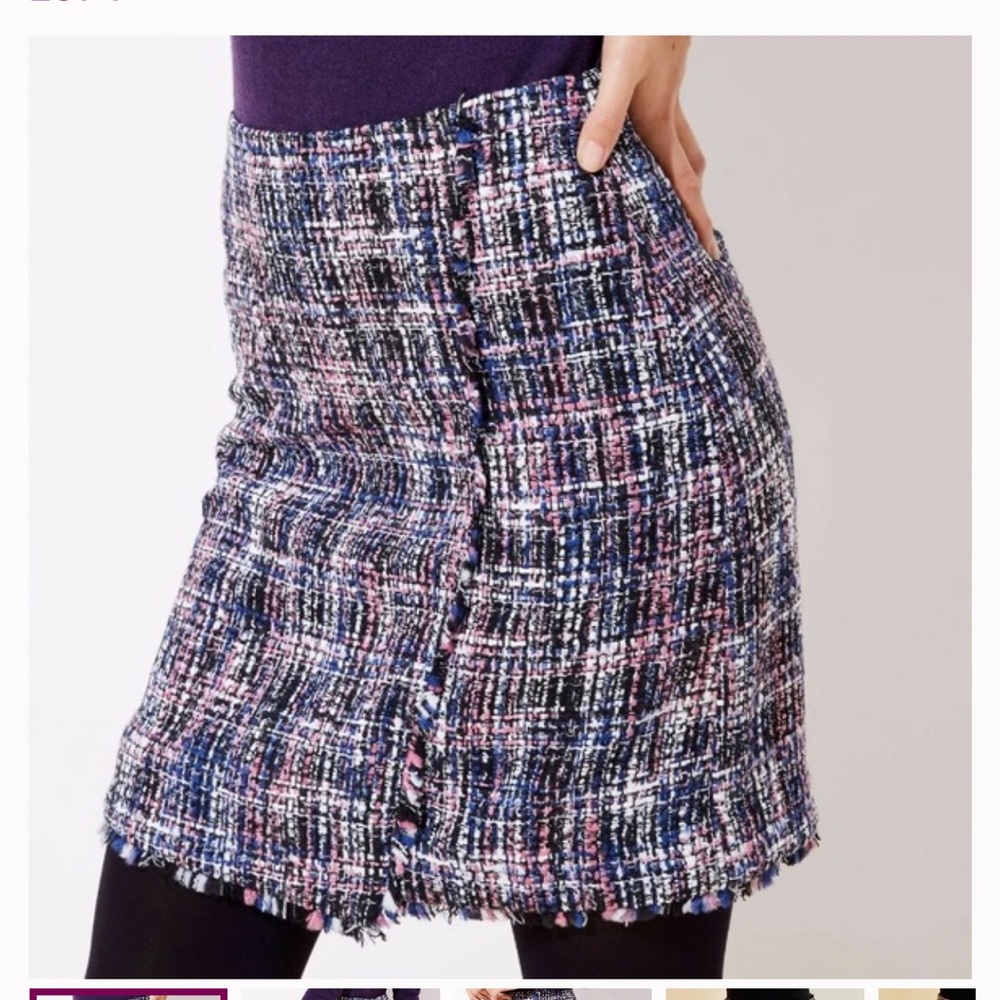 Ann‎ Taylor Loft Tweed Fringe Faux NWOT  Wrap Skirt